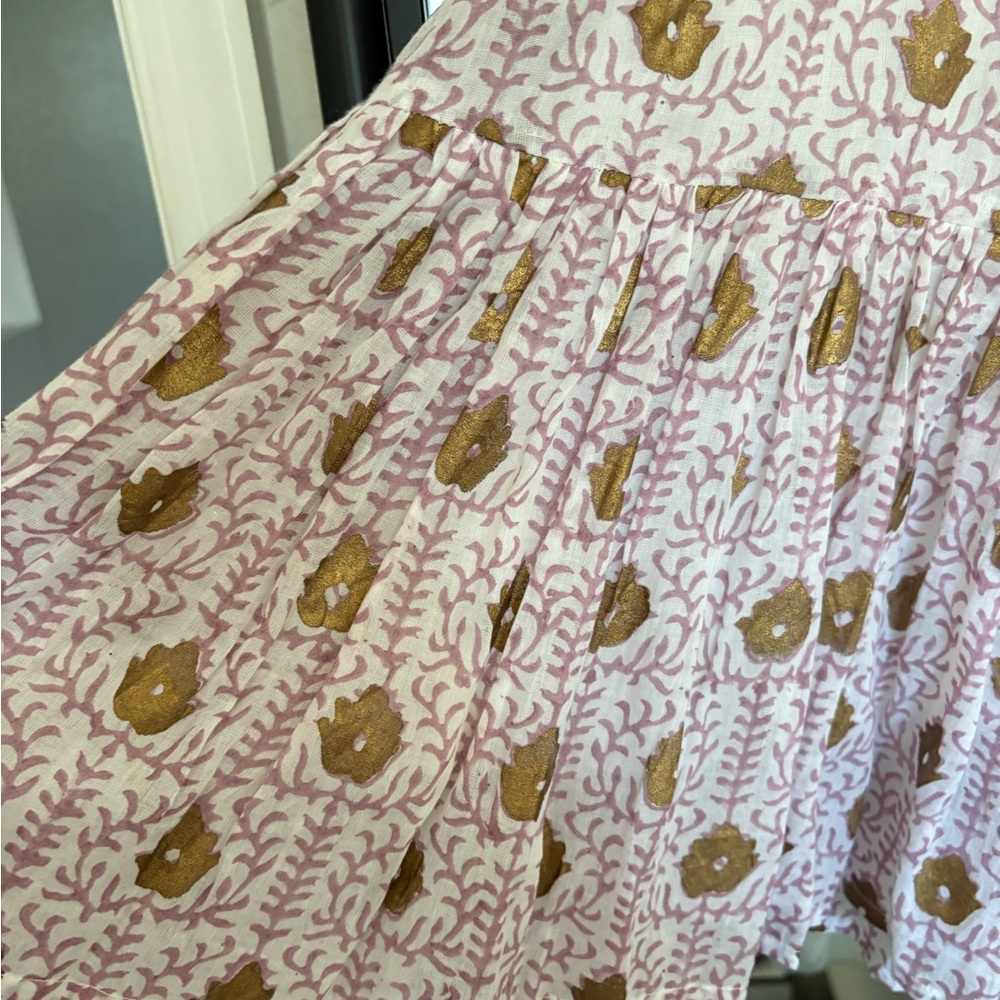 Oliphant Pink and Gold Floral Tie-Neck Dress - Picture 3 of 4